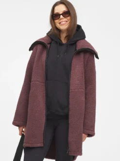 Mode Teddy Kåpe D Varm teddyfleece-kåpe
