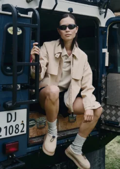 Mode Trench Jakke D Kort trenchcoat til dame