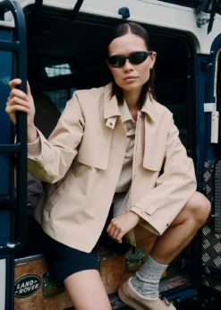 Mode Trench Jakke D Kort trenchcoat til dame