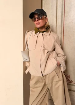 Mode Trench Jakke D Kort trenchcoat til dame