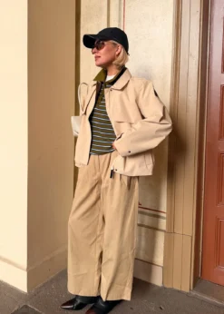 Mode Trench Jakke D Kort trenchcoat til dame